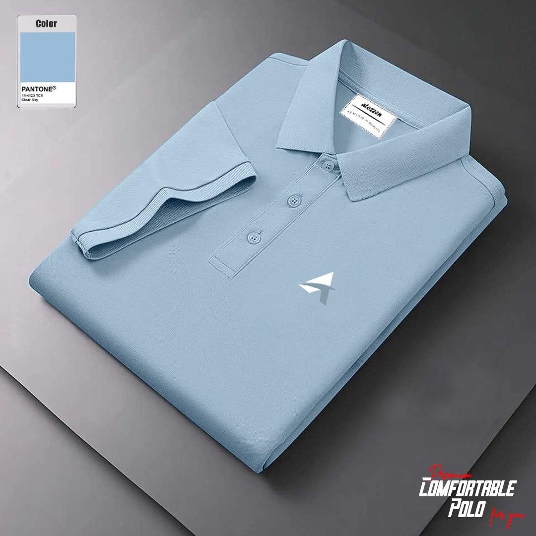 Men's Short Sleeve 100% Cotton Premium Quality Polo T-Shirt - Sky Blue