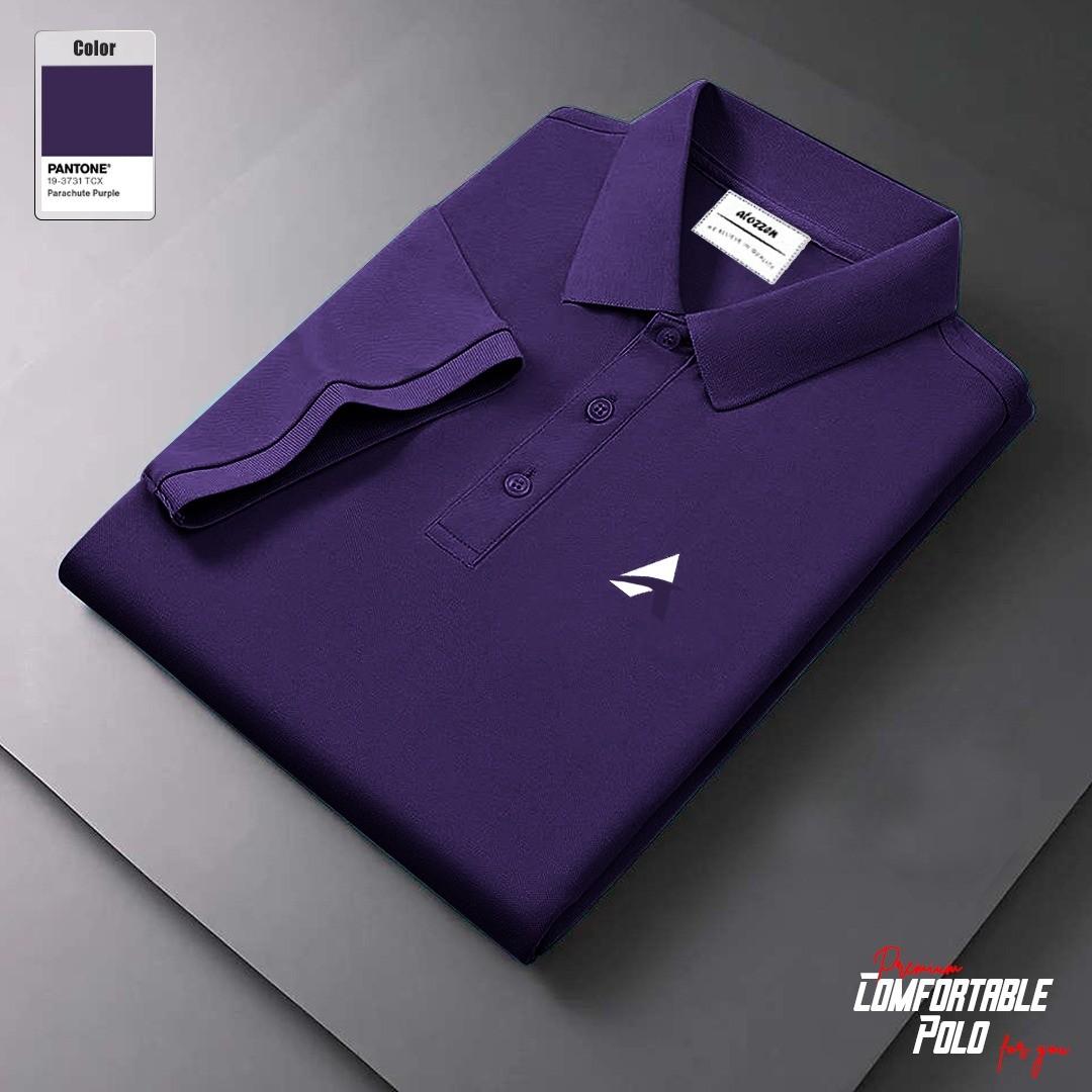Men's Short Sleeve 100% Cotton Premium Quality Polo T-Shirt -  Purple