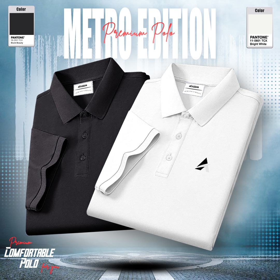 2pcs Combo Of Men's Short Sleeve 100% Cotton Premium Quality Polo T-Shirt -  Black & White