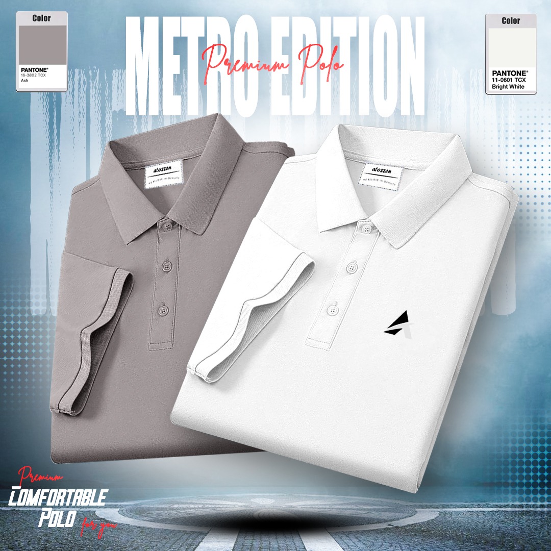 2pcs Combo Of Men's Short Sleeve 100% Cotton Premium Quality Polo T-Shirt -  Ash & White