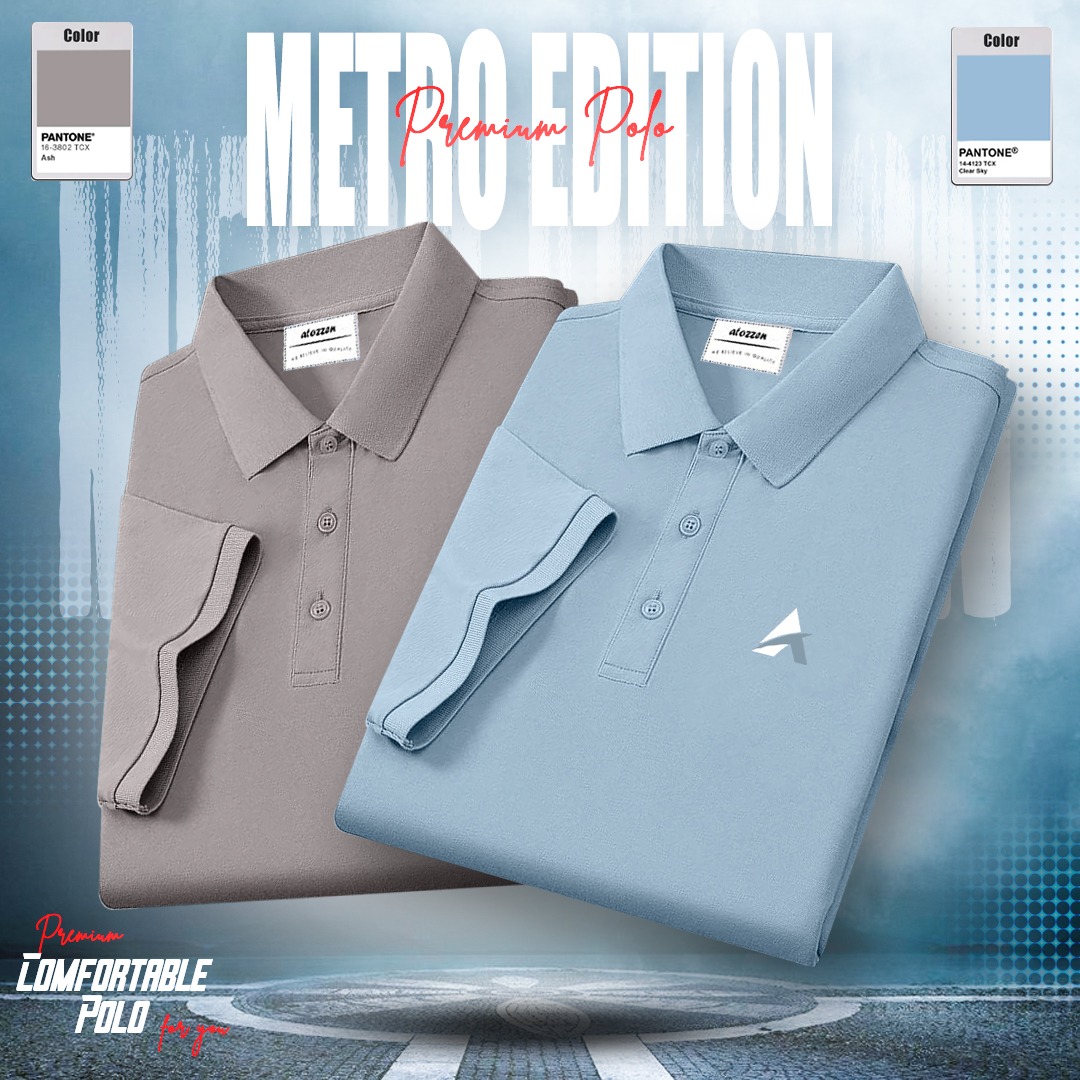 2pcs Combo Of Men's Short Sleeve 100% Cotton Premium Quality Polo T-Shirt - Ash & Sky